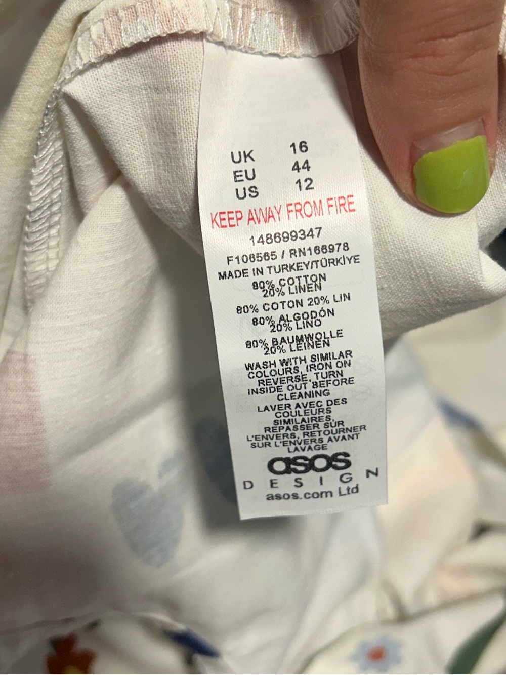 NWOT ASOS DESIGN baby doll cami top in tile print - Size 12/L - Picture 6 of 6